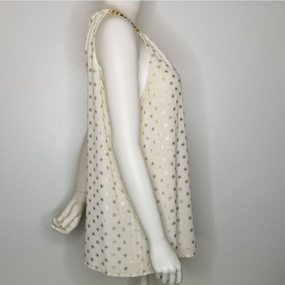Michael Kors Metallic Gold Sleeveless Chain Top Medium - Picture 4 of 15